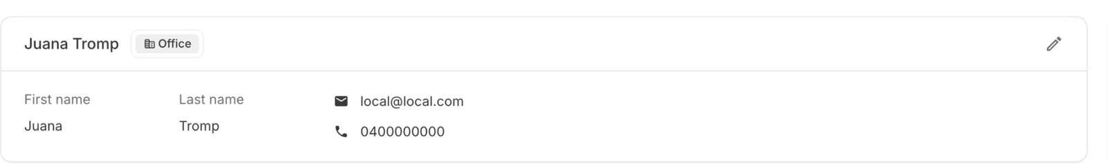 The order header showing the Office category chip beside the customer name
